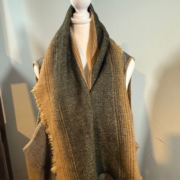 Boho Western Ombre Poncho Vest OS Fringe Multi Cabincore Ranch Neutrals - Picture 2 of 7